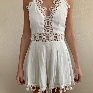 White romper with lace detail